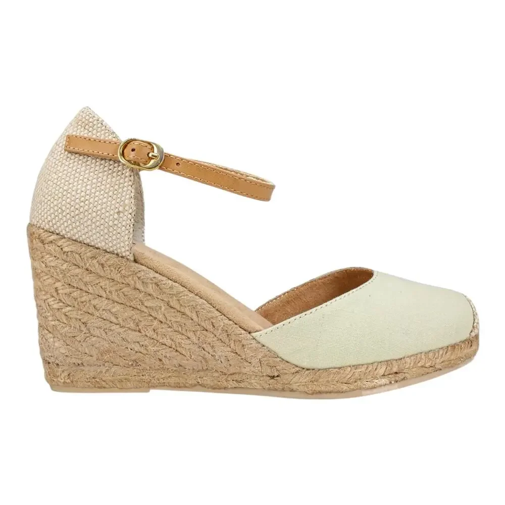 White Mountain Women's Mamba Espadrille High Wedge Heel Pumps Natural Size 9